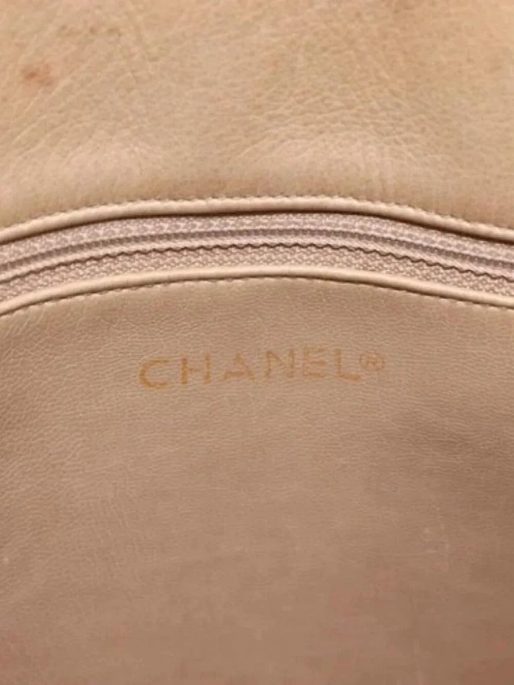 CHANEL Matelasse Chain Shoulder Bag Lamb Skin Beige Gold CC Auth 172997